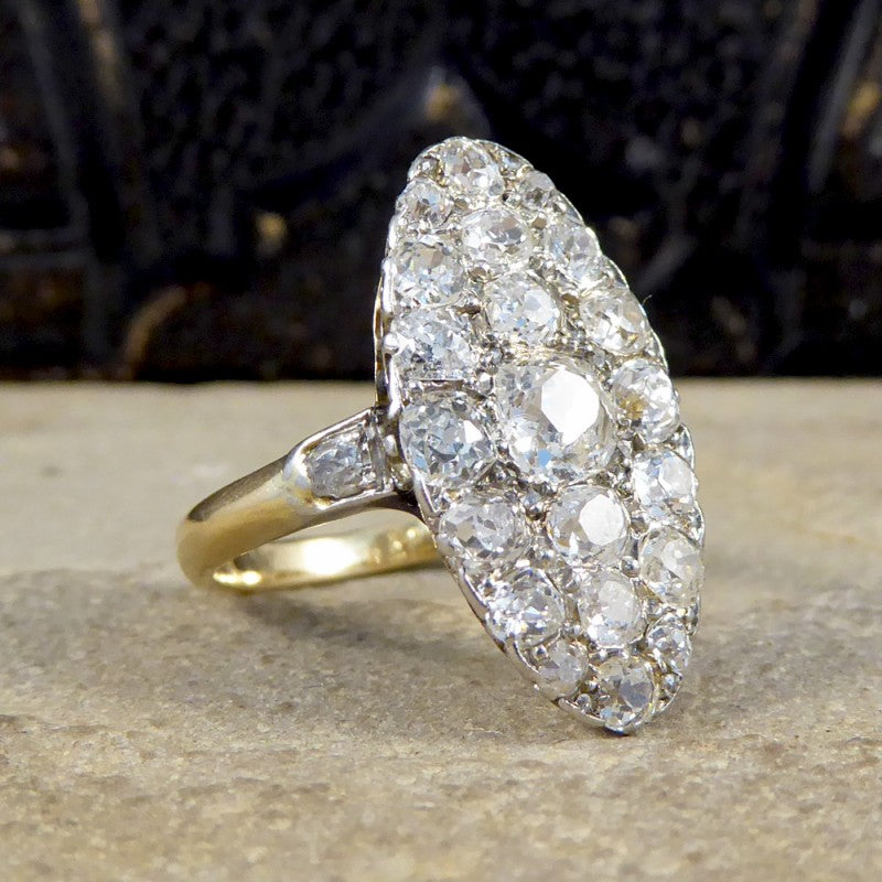 Antique Victorian 2.37ct Diamond Navette Ring