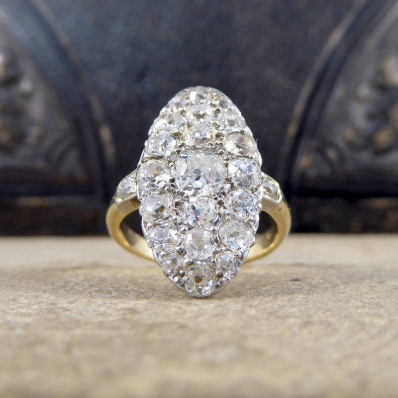 Antique Victorian 2.37ct Diamond Navette Ring