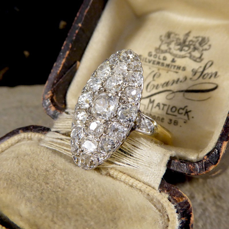 Antique Victorian 2.37ct Diamond Navette Ring