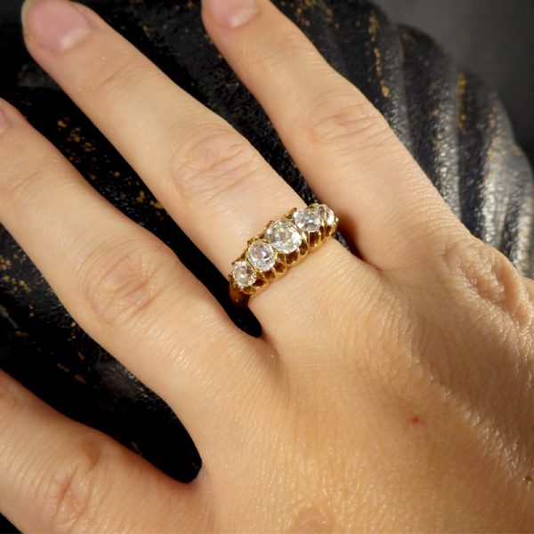 Antique Edwardian 1.85ct Old Cut Diamond Five Stone Ring, 18ct Gold