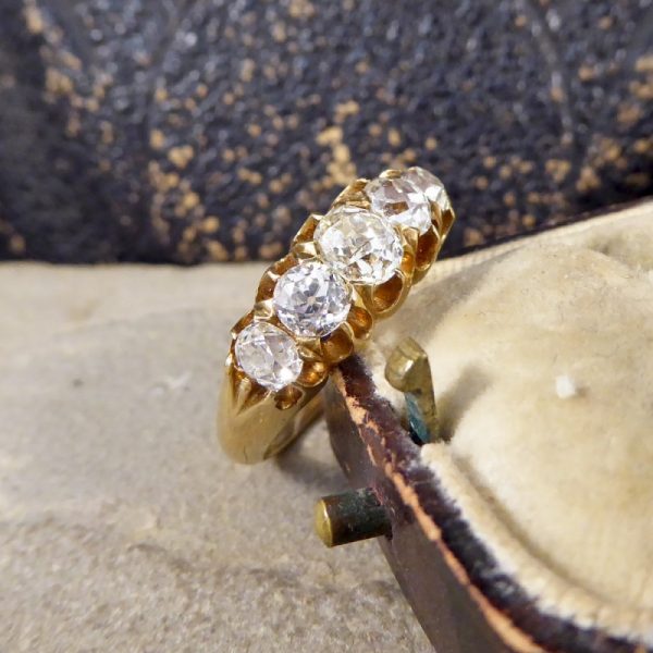 Antique Edwardian 1.85ct Old Cut Diamond Five Stone Ring, 18ct Gold