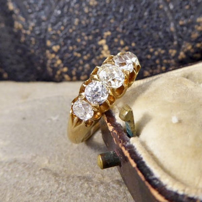 Antique Edwardian 1.85ct Old Cut Diamond Five Stone Ring, 18ct Gold