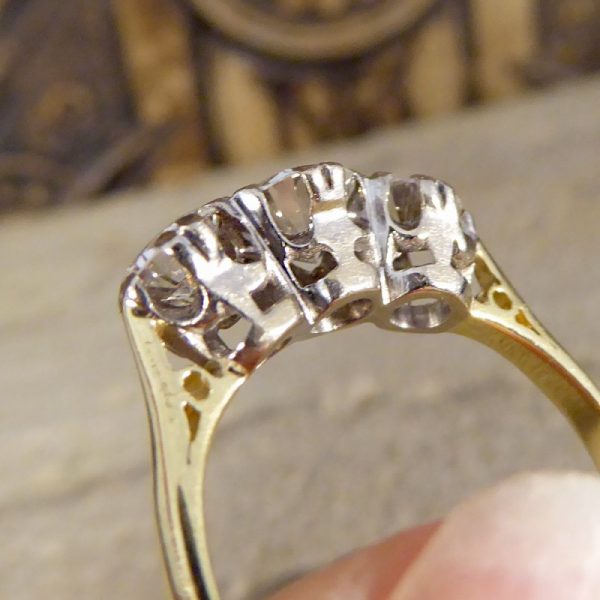 Vintage 1.54ct Three Stone Diamond Ring, 18ct Gold