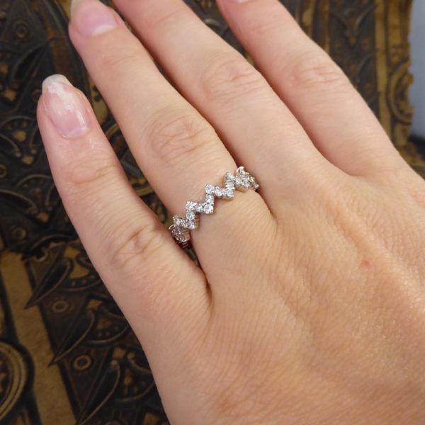 Zig Zag Design Diamond Eternity Ring, 18ct White Gold