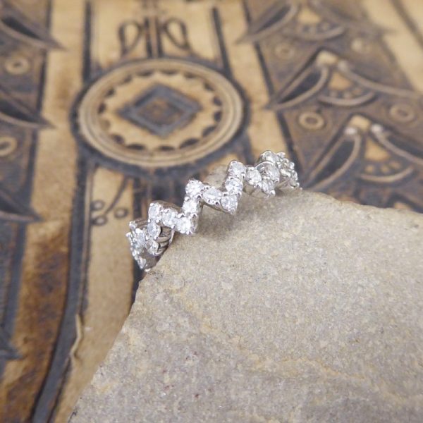 Zig Zag Design Diamond Eternity Ring, 18ct White Gold