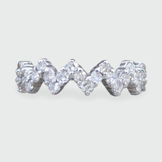 Zig Zag Design Diamond Eternity Ring, 18ct White Gold