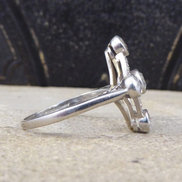 Antique Edwardian Diamond Set Geometric Kite Shape Ring, Platinum