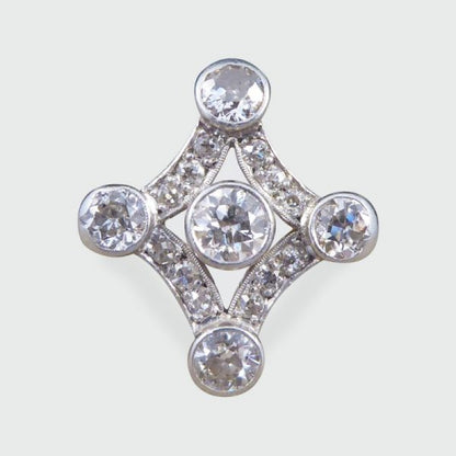 Antique Edwardian Diamond Set Geometric Kite Shape Ring, Platinum