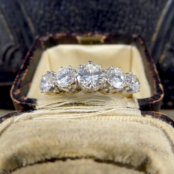 Vintage 2.15ct Five Stone Diamond Ring in 18ct Gold