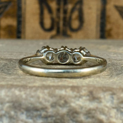 Antique Edwardian Old Cut Diamond Three Stone Ring, 18ct Gold and Platinum