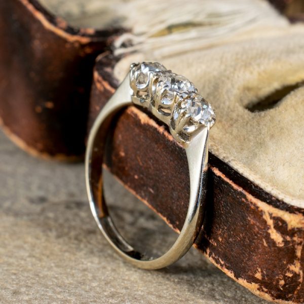 Antique Edwardian Old Cut Diamond Three Stone Ring, 18ct Gold and Platinum