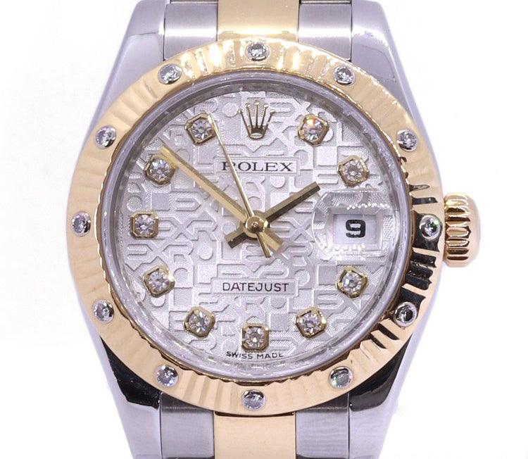 Rolex Lady Datejust 18ct Gold and Steel Watch with Diamonds