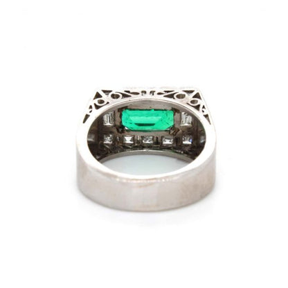 Antique Art Deco No Oil Colombian Emerald 'SSEF' and Diamond Ring, ca. 1920s