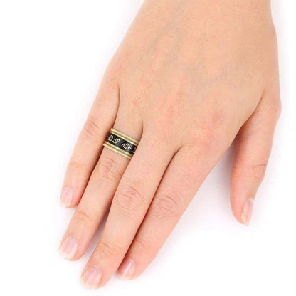 Antique Georgian 'In Memory Of' 18ct Gold Black Enamel Band Ring, circa 1823