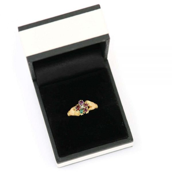 Antique Victorian Pansy REGARD and Fede Ring Circa 1880