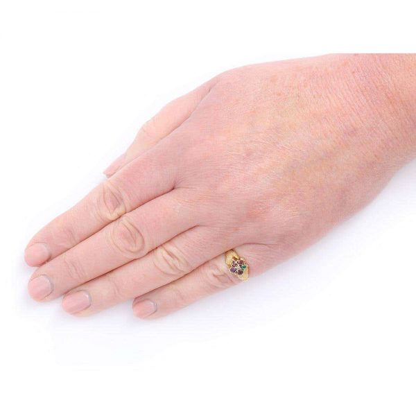 Antique Victorian Pansy REGARD and Fede Ring Circa 1880