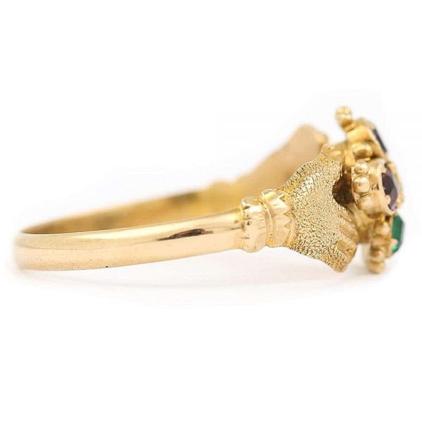 Antique Victorian Pansy REGARD and Fede Ring Circa 1880