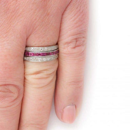 Vintage Art Deco Day and Night Ruby Sapphire and Diamond Ring Circa 1930