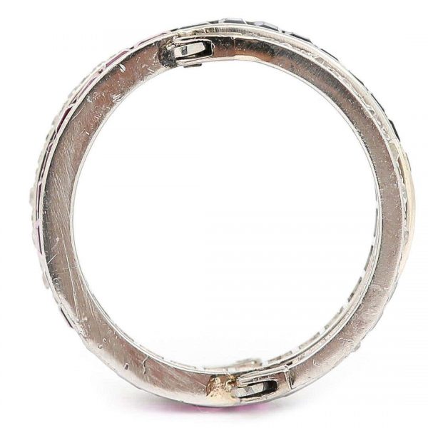 Vintage Art Deco Day and Night Ruby Sapphire and Diamond Ring Circa 1930