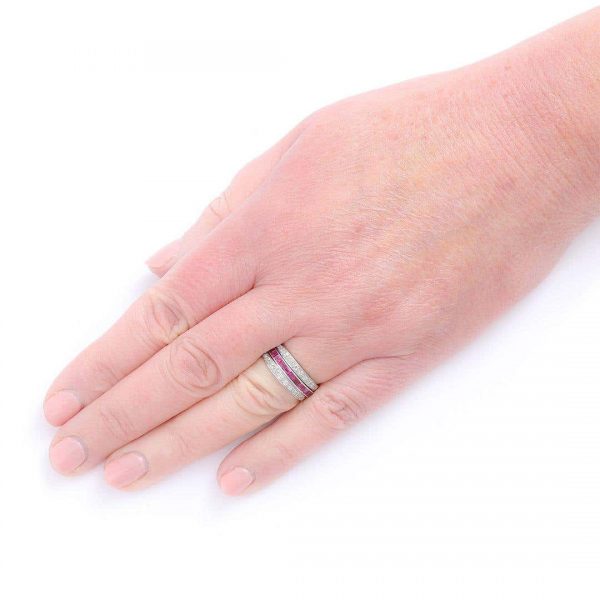 Vintage Art Deco Day and Night Ruby Sapphire and Diamond Ring Circa 1930