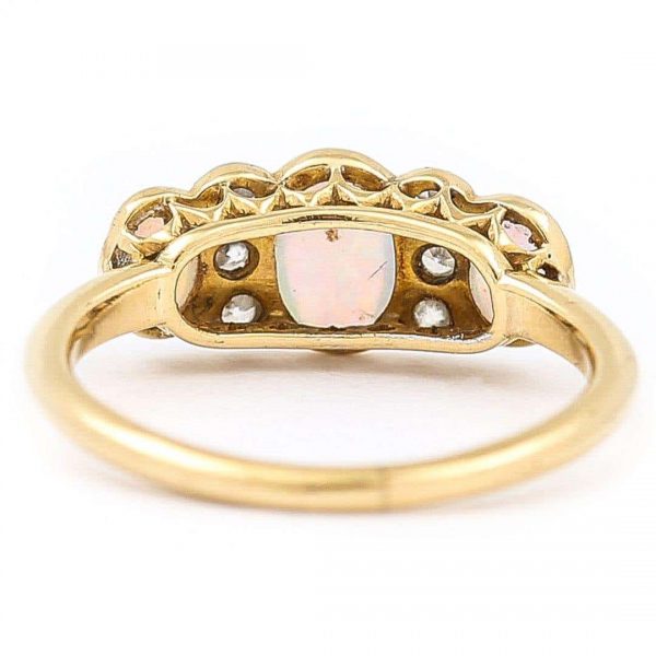 Antique Edwardian 18ct Gold Opal and Diamond Three Stone Ring