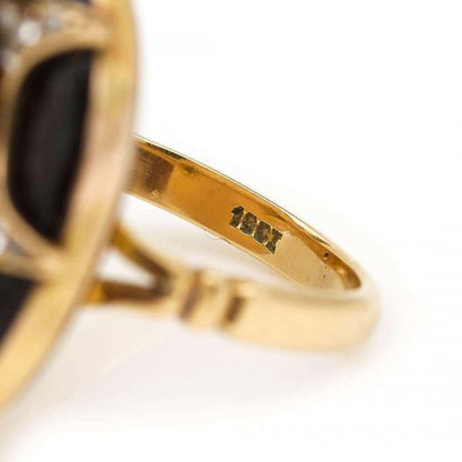 Large Antique Victorian 18ct Gold Cabochon Garnet and Diamond Ring, Circa 1860