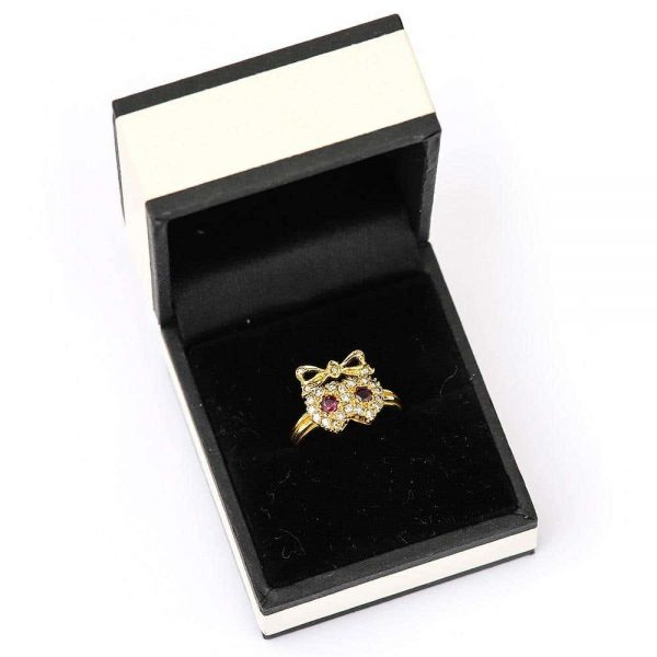 Vintage 18ct Yellow Gold Ruby and Diamond Sweetheart Ring
