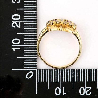 Vintage 18ct Yellow Gold Ruby and Diamond Sweetheart Ring