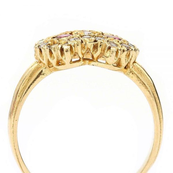 Vintage 18ct Yellow Gold Ruby and Diamond Sweetheart Ring