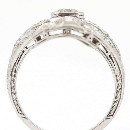 Antique Art Deco Ruby and 1.50 Carat Diamond Platinum Plaque Ring, circa 1920