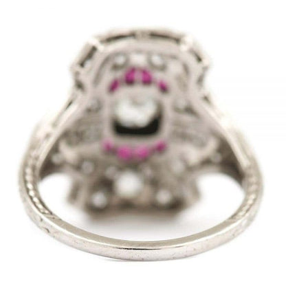 Antique Art Deco Ruby and 1.50 Carat Diamond Platinum Plaque Ring, circa 1920