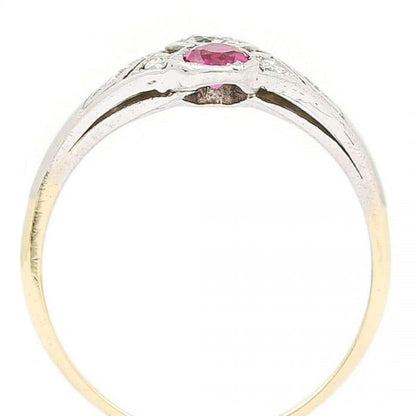 Vintage Art Deco Ruby and Diamond Three Stone Ring