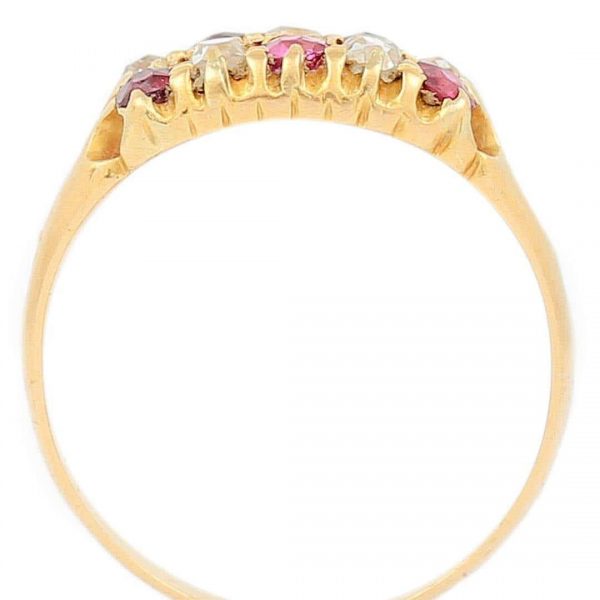 Antique Victorian 18ct Gold Ruby and Diamond Checkerboard Ring