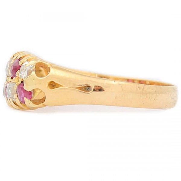 Antique Victorian 18ct Gold Ruby and Diamond Checkerboard Ring