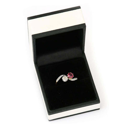 Early 20th Century 18ct Gold Ruby and Diamond Toi et Moi Ring