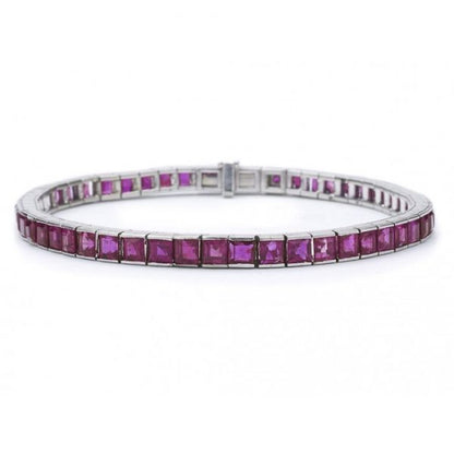 RUBY AND WHITE GOLD LINE BRACELET