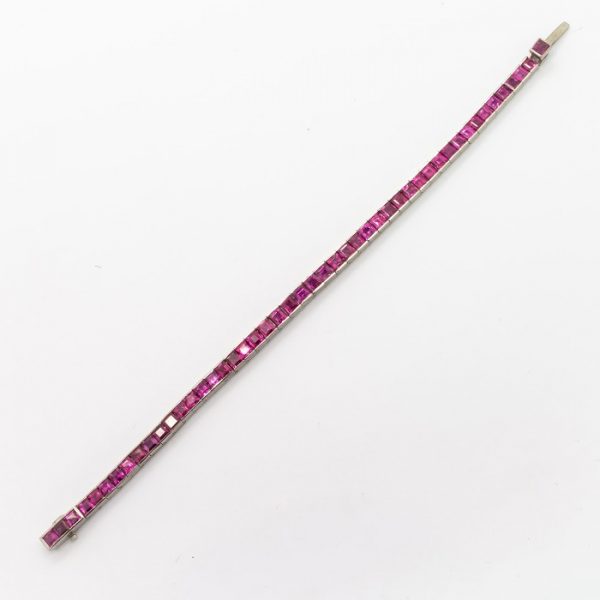 RUBY AND WHITE GOLD LINE BRACELET