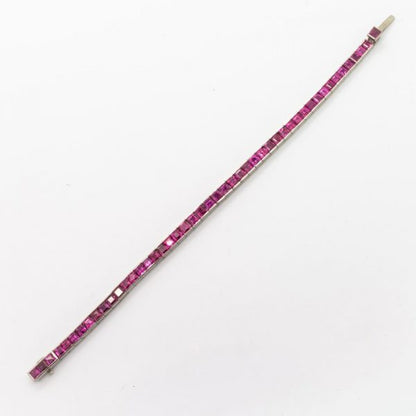 RUBY AND WHITE GOLD LINE BRACELET