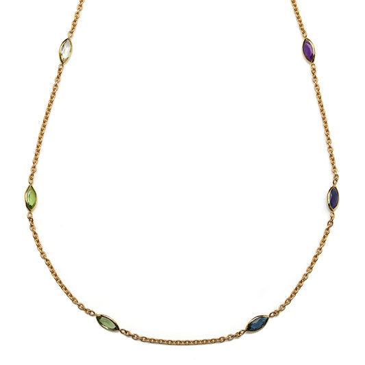 Rainbow Gem Set 18ct Gold Necklace