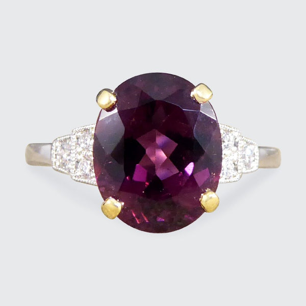 Raspberry Red Tourmaline and Diamond Ring, 2.77ct 