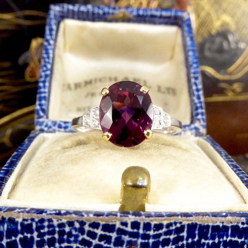 Raspberry Red Tourmaline and Diamond Ring, 2.77ct 