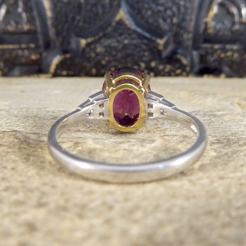 Raspberry Red Tourmaline and Diamond Ring, 2.77ct 