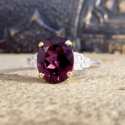 Raspberry Red Tourmaline and Diamond Ring, 2.77ct 