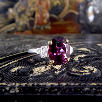 Raspberry Red Tourmaline and Diamond Ring, 2.77ct 