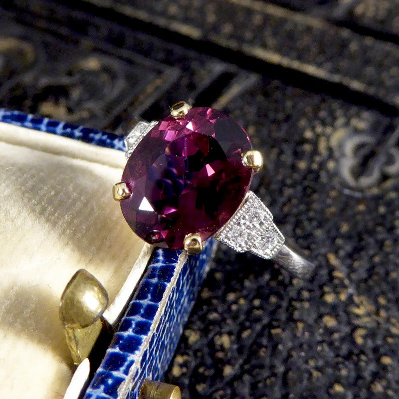 Raspberry Red Tourmaline and Diamond Ring, 2.77ct 