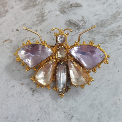 Regency Antique Gem Set Butterfly Brooch