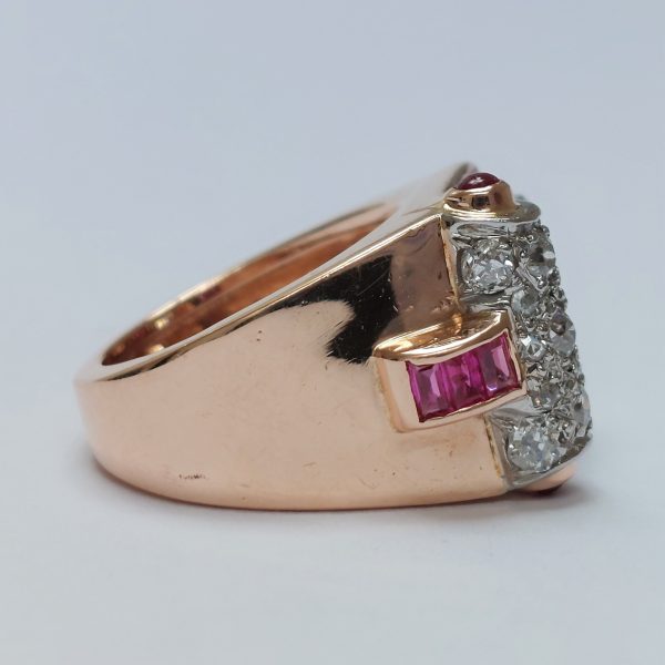 Retro 1.60ct Old Brilliant Cut Diamond and Ruby Ring