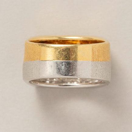 Retro 2ct Baguette Cut Fancy Yellow and White Diamond Ring in 18ct yellow gold and platinum row ring with matt finish
