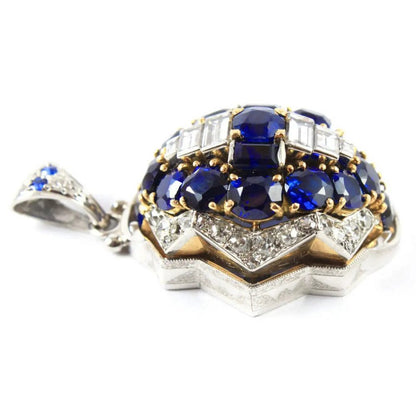 Vintage 1940s Retro 7cts Sapphire and Diamond Domed Pendant