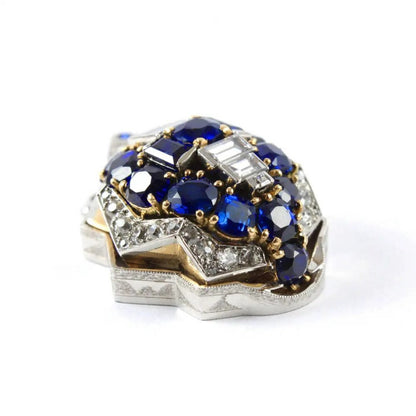 Vintage 1940s Retro 7cts Sapphire and Diamond Domed Pendant